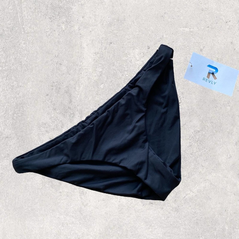 Revly Black Cheeky Coverage Move With You Fabric Bikini Bottoms Sz Small NWT